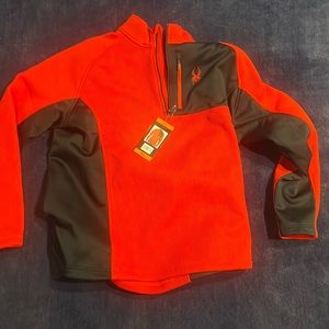 Spider brand zip sweater with pocket.   Red and black.   New with tags.